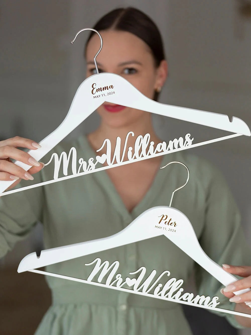 Personalized Wedding Hanger with Laser Engraving "Magic of the Moment"